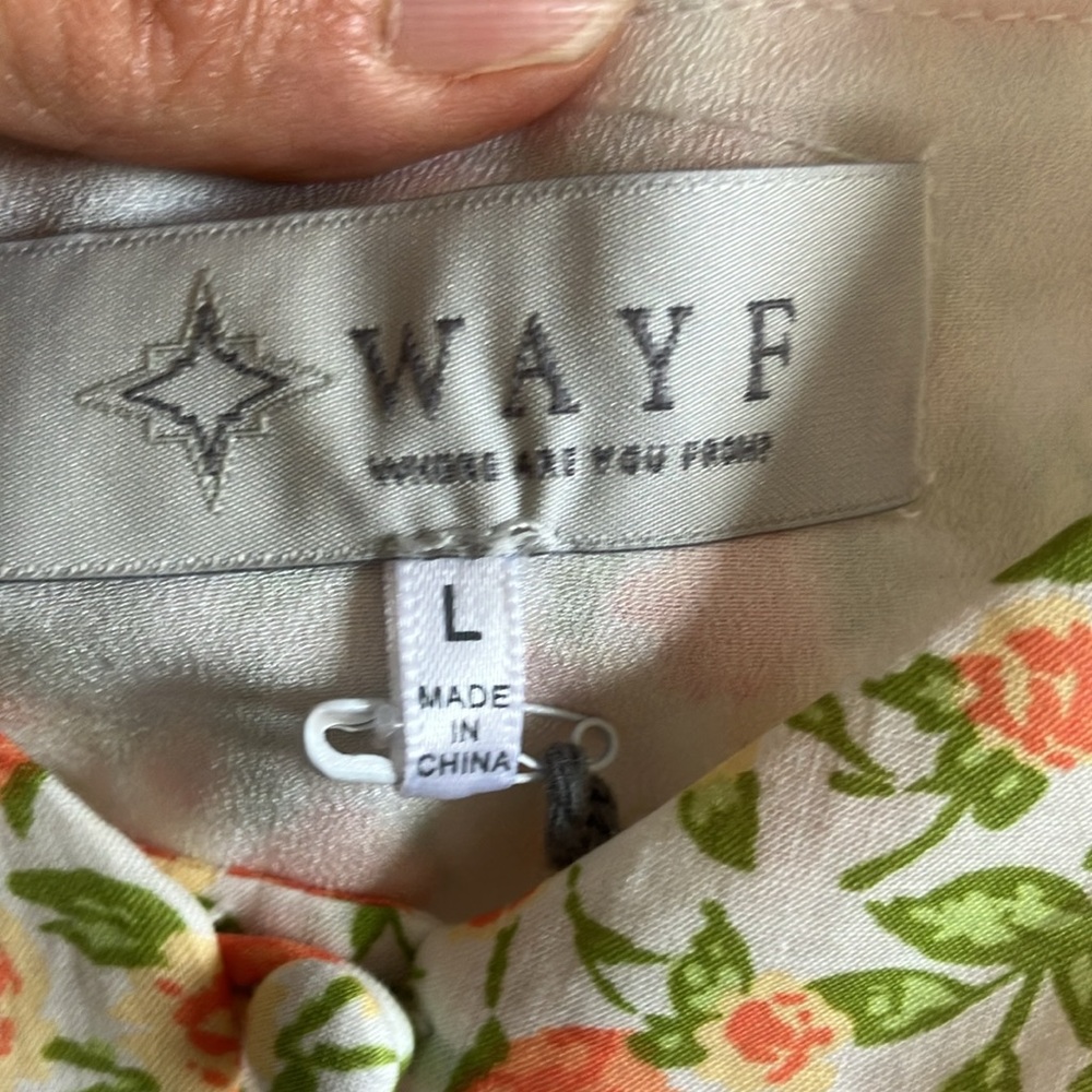 Wayf Floral midi dress strappy empire waist size Large New feminine - Picture 5 of 7